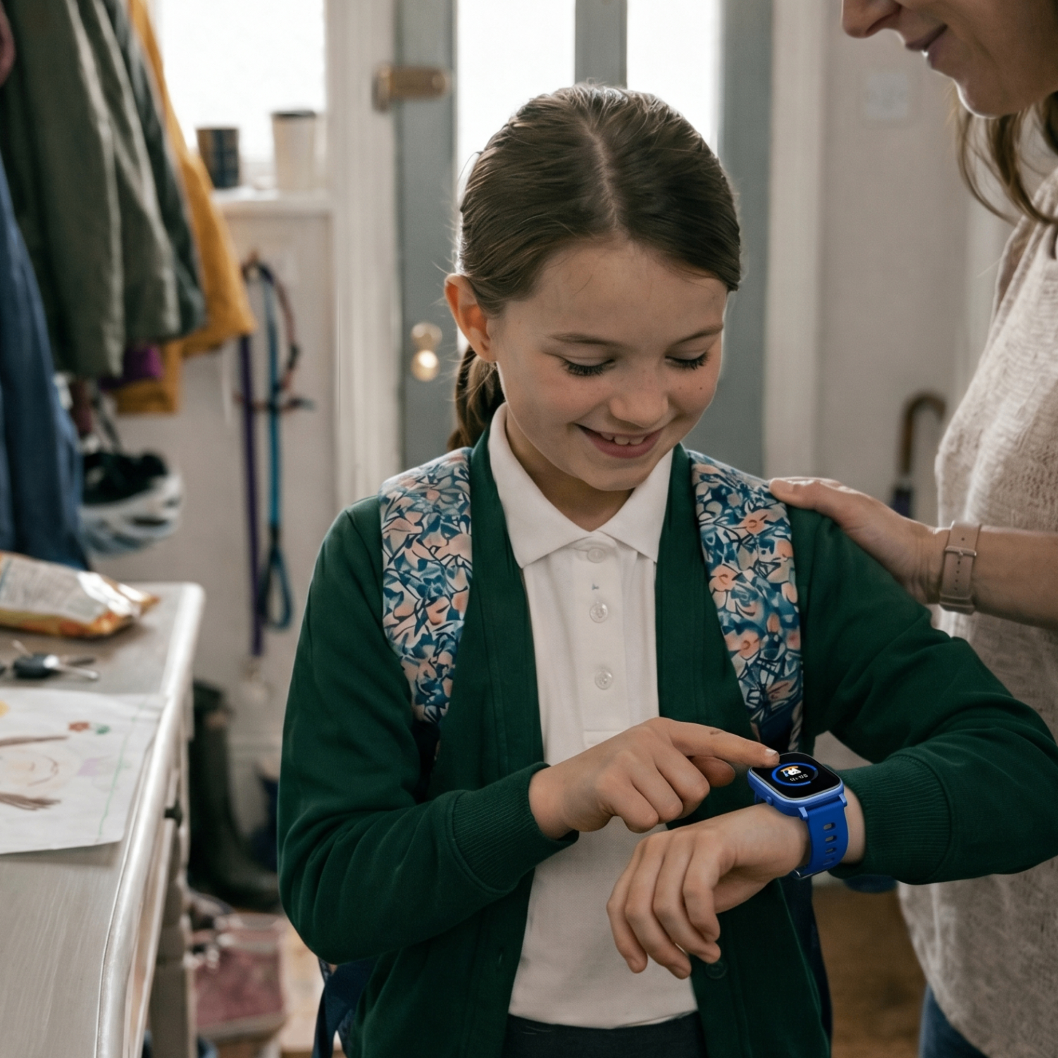 Enfant prête pour l'école avec sa montre Tempokido